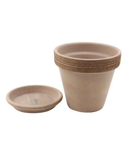 DEGREA Doniczka Ceramiczna Terakota VASO VULCANO GRAFFIATO D17 cm + Podstawek D15 cm 2