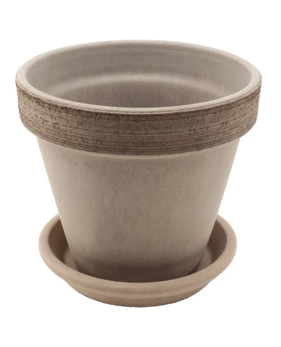 DEGREA Doniczka Ceramiczna Terakota VASO VULCANO GRAFFIATO D19 cm + Podstawek D17 cm 1