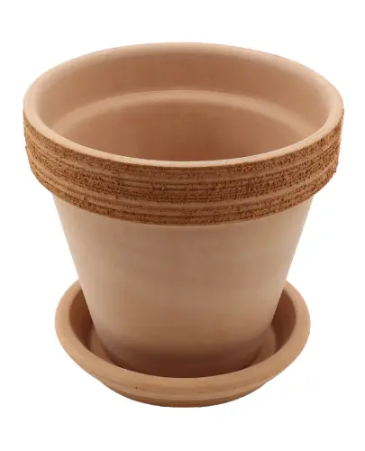 DEGREA Doniczka Ceramiczna Terakota VASO ARENA GRAFFIATO D15 cm + Podstawek D13 cm