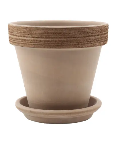 DEGREA Doniczka Ceramiczna Terakota VASO VULCANO GRAFFIATO D15 cm + Podstawek D13 cm