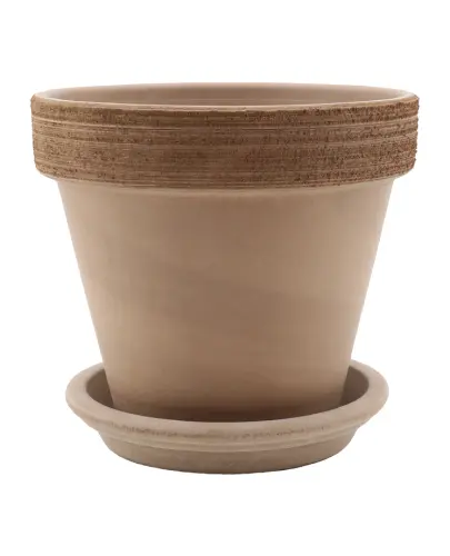 DEGREA Doniczka Ceramiczna Terakota VASO VULCANO GRAFFIATO D17 cm + Podstawek D15 cm