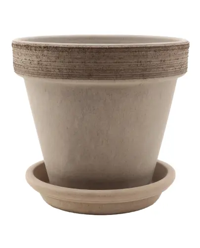 DEGREA Doniczka Ceramiczna Terakota VASO VULCANO GRAFFIATO D19 cm + Podstawek D17 cm