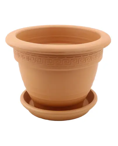 DEGREA Doniczka Ceramiczna Terakota Zdobiona CAMPANA D27 cm + Podstawek D21 cm